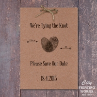 A6 Save the Date - kraft board with punched holes for string bow