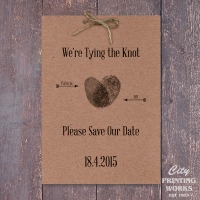 A6 Save the Date - kraft board with punched holes for string bow