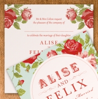Wedding Invitation 125mm x 125mm - vintage floral