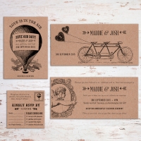 Wedding Invitation Set - vintage style on kraft board