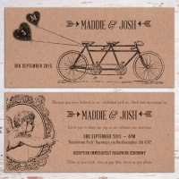 DL Wedding Invitation - vintage style on kraft board