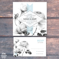 Square - Rose Wedding Invitation and RSVP