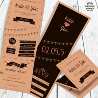 Folding Wedding Invitation with RSVP card