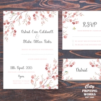 A6 Floral Wedding Invitation with RSVP and Placecard