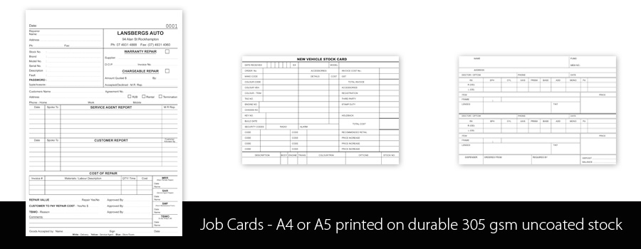 Job Cards - A4 or A5 City Printing Works